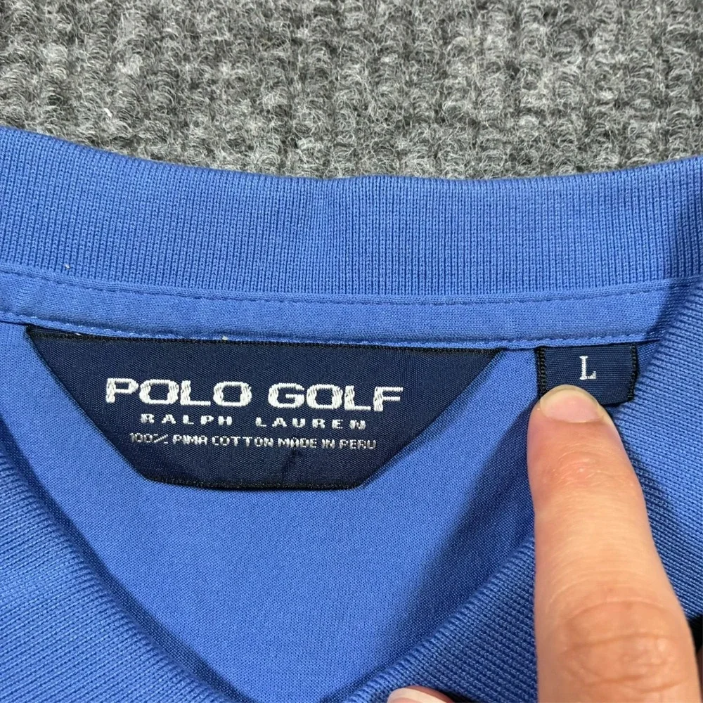 Polo Golf Ralph Lauren Men's Polo Shirt L Blue Pima Cotton High-Low Short Sleeve